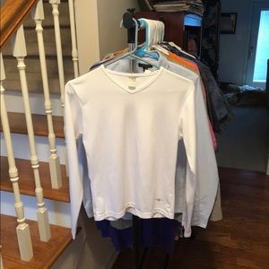 Champion Long Sleeve Athletic Shirt In White M